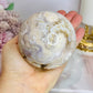 Large Flower Agate Druzy Sphere 646g On Stand