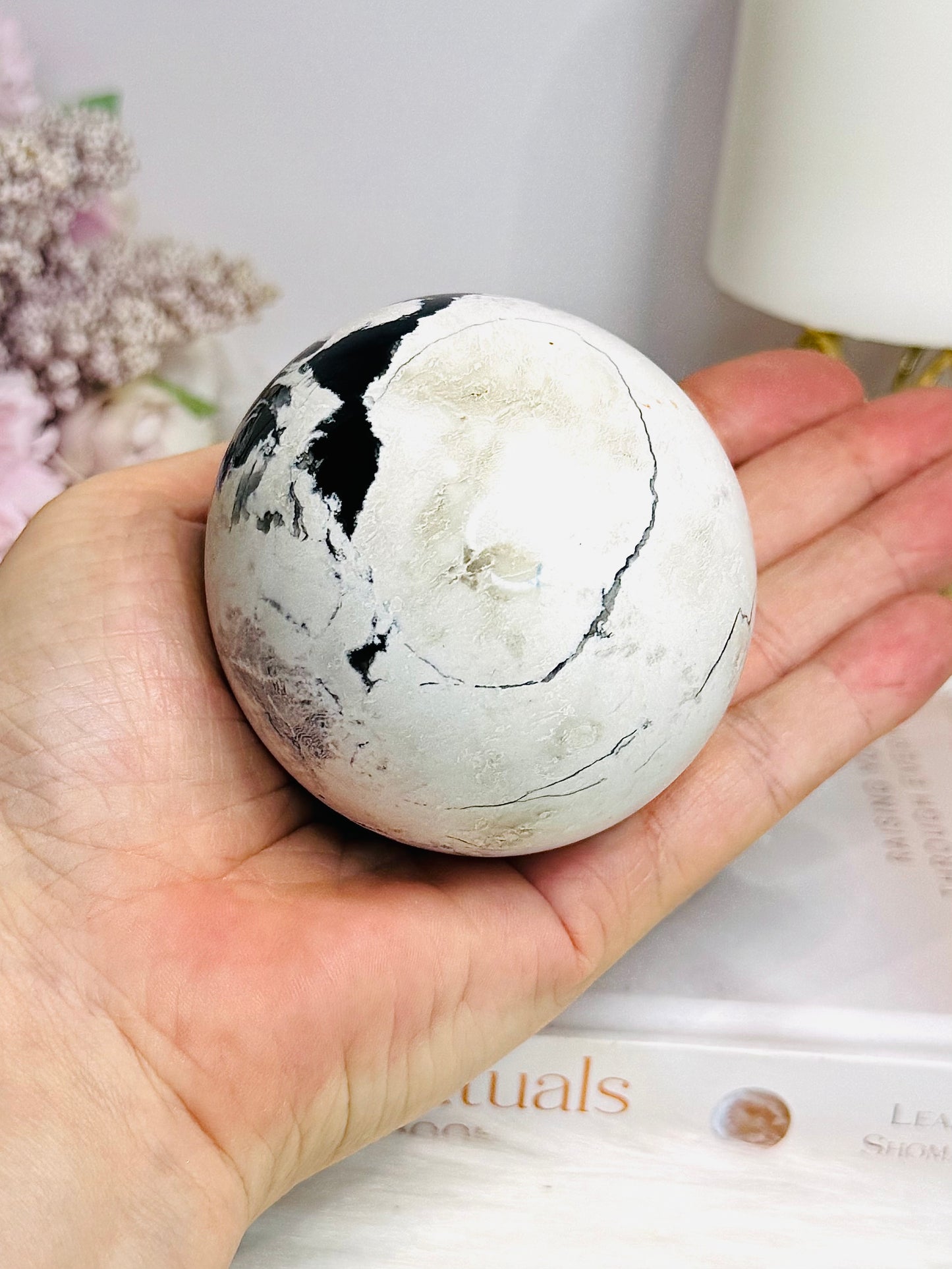 Large Volcano Agate Sphere (UV Reactive) On Stand 379g