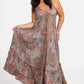 Long Boho Silk Strappy Dress with Frill One Size