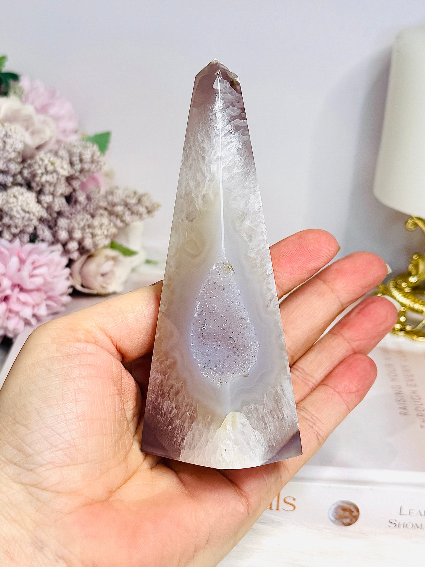 Sugar Druzy Agate Obelisk | Tower 12.5cm