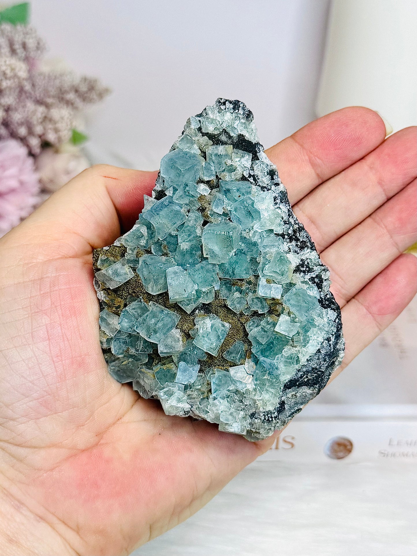 Rare Blue Cubed Fluorite Specimen 9cm 193g