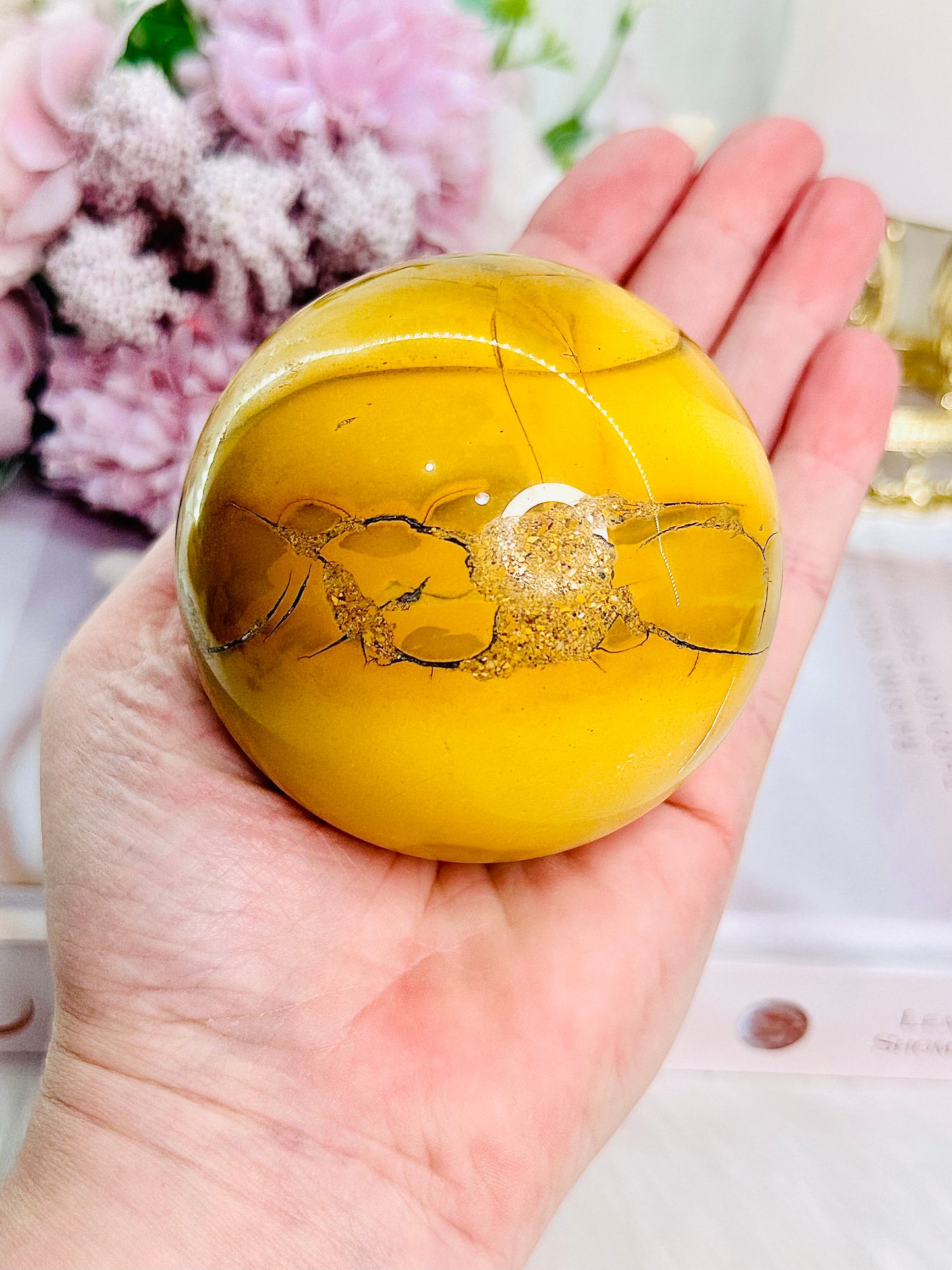 Emotional Growth & Courage ~ Stunning Large 482gram Yellow Mookaite Jasper Sphere On Stand