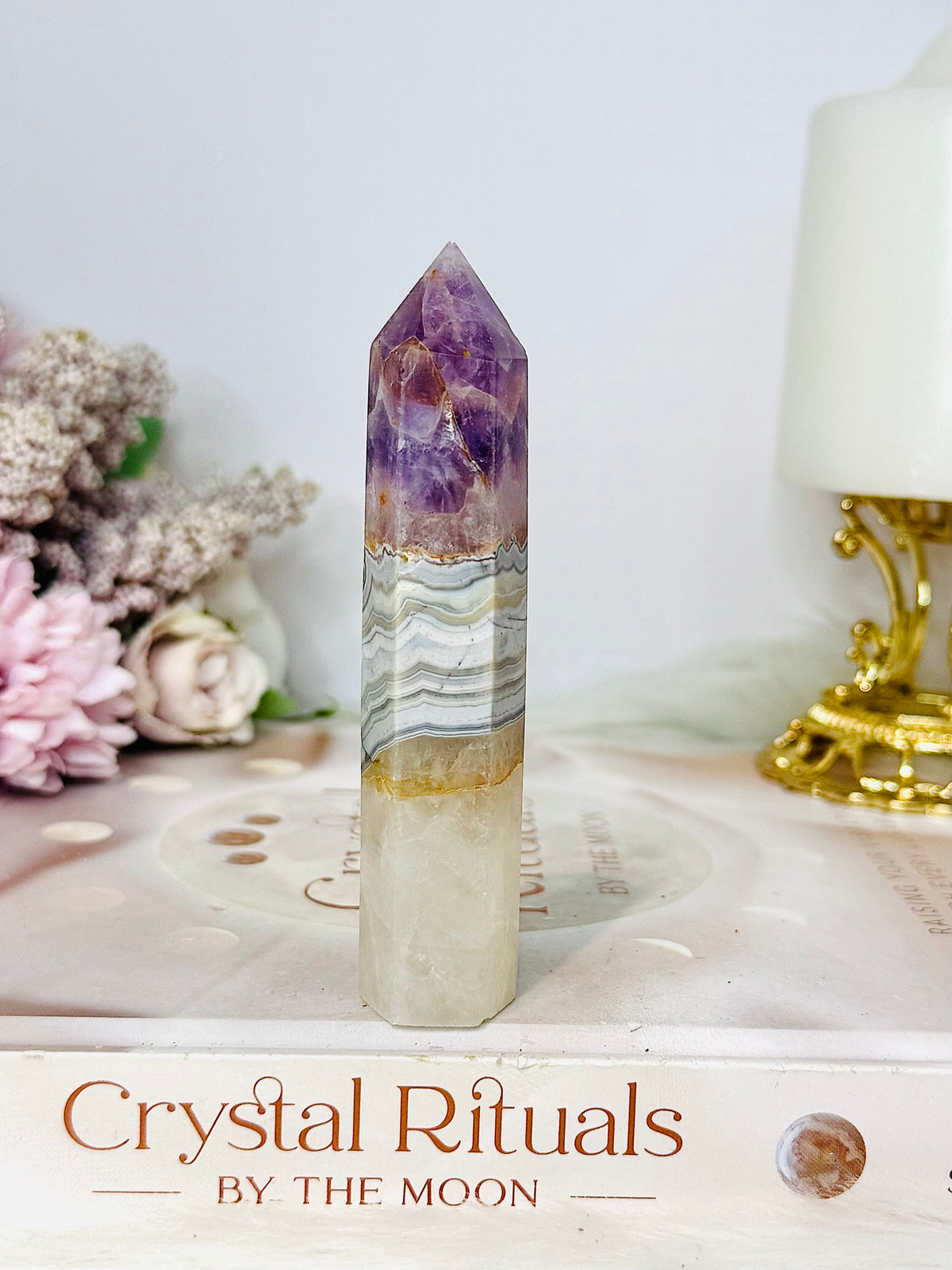 Crazy Lace Amethyst Tower 10cm
