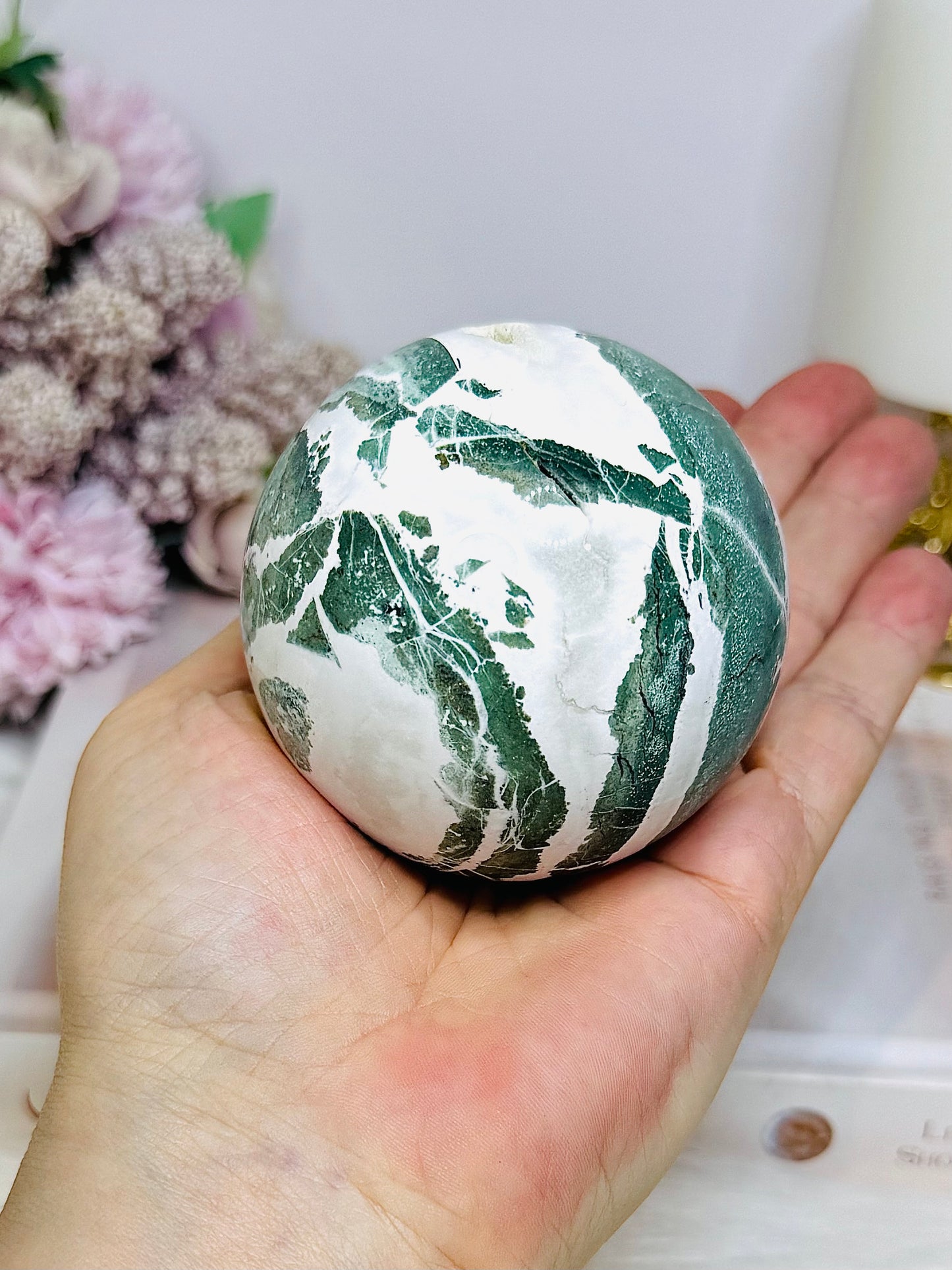 Large Unicorn Jasper Sphere on Stand 346g