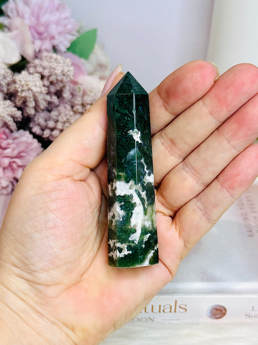 Moss Agate Tower 9cm