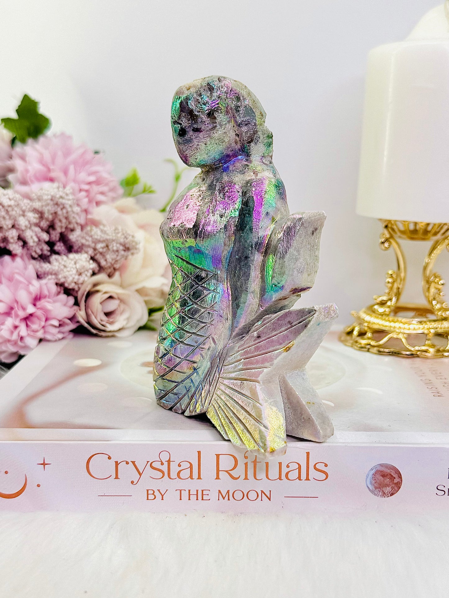 Truly Magical 13cm Chunky Angel Aura Sphalerite Carved Mermaid