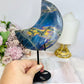 High Grade Large Labradorite Carved Moon Full of Flash 19.5cm