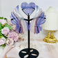 Purple Fluorite Heart with Angel Wings On Stand 17cm