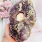 Large 1.26KG 20cm Amethyst Cluster Candle Holder With Calcite Inclusions From Brazil
