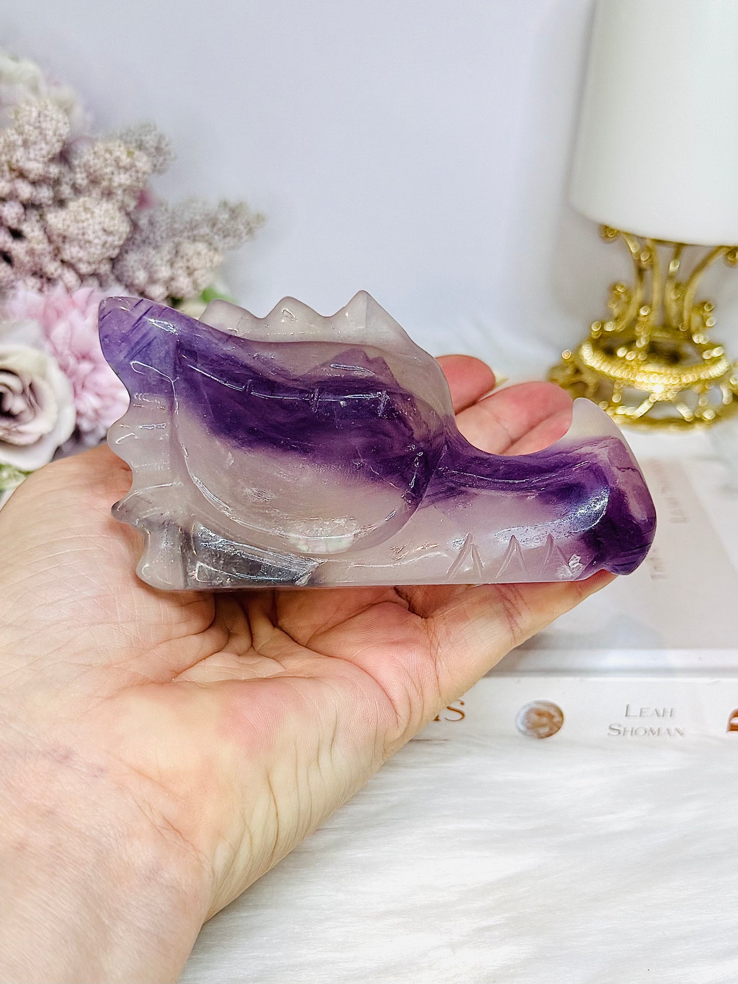 Fluorite Carved Dragon 10.5cm 405g