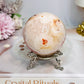Flower Carnelian Large Sphere on Stand 327g
