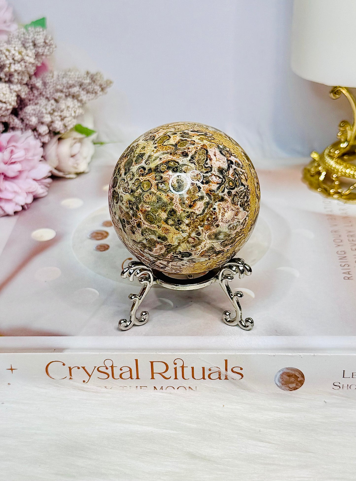 Leopard Skin Jasper Sphere on Stand 237g