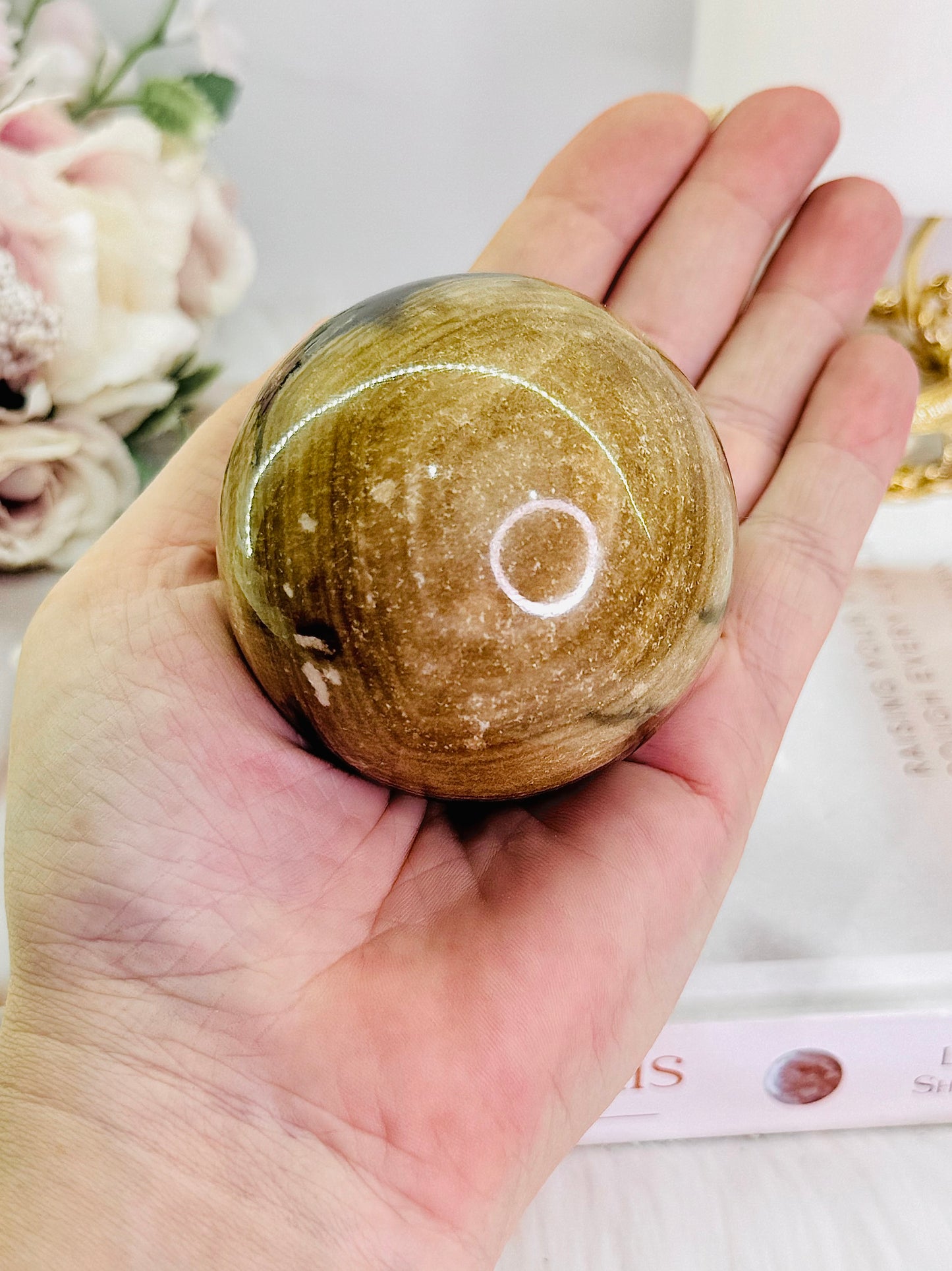 Grounding & Stabilising Stone ~ Gorgeous Chocolate Calcite Sphere 321grams On Stand