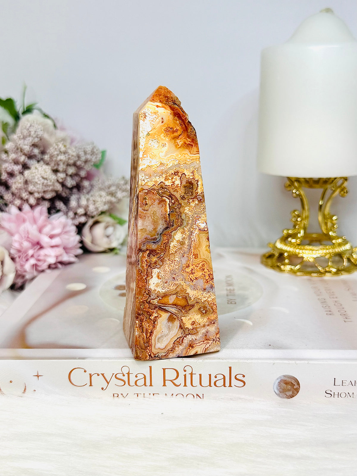 Crazy Lace Mexican Agate Druzy Tower | Obelisk 11.5cm