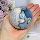 Blue Flower Agate Large Sphere 489g On Stand