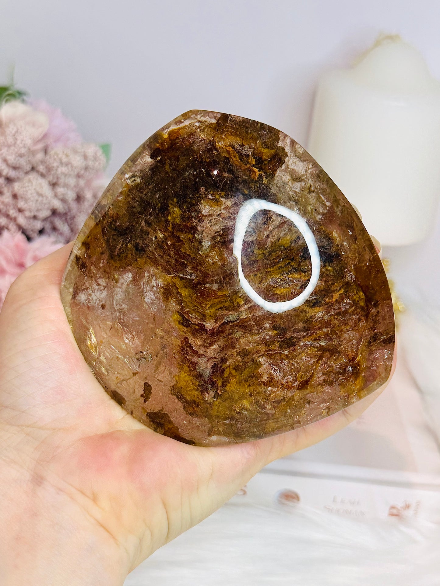Large Natural Lodolite | Garden Quartz Polished Freeform on Stand 10cm 484g