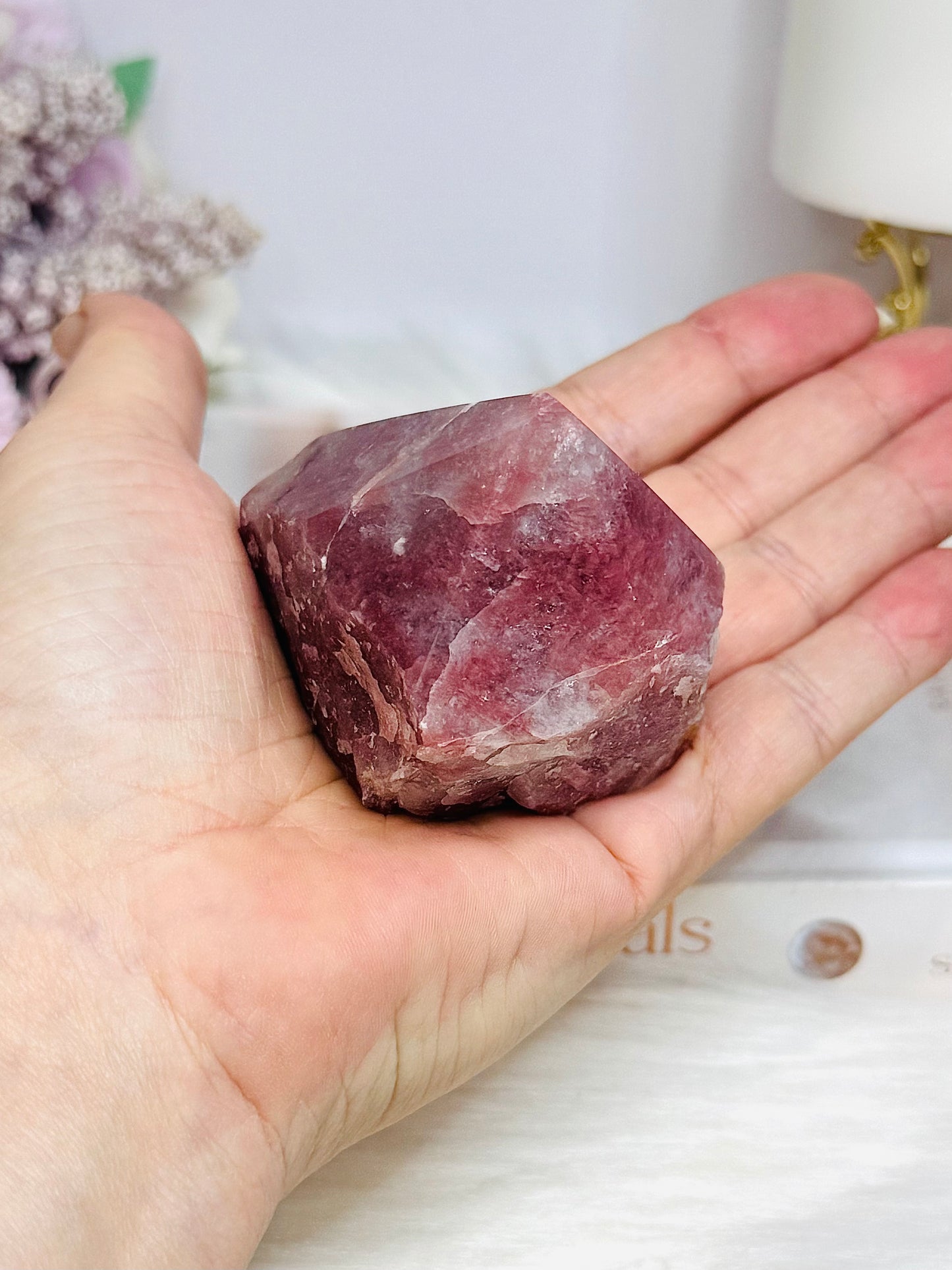 Strawberry Quartz Polished Top Freeform (natural fracture line in top)