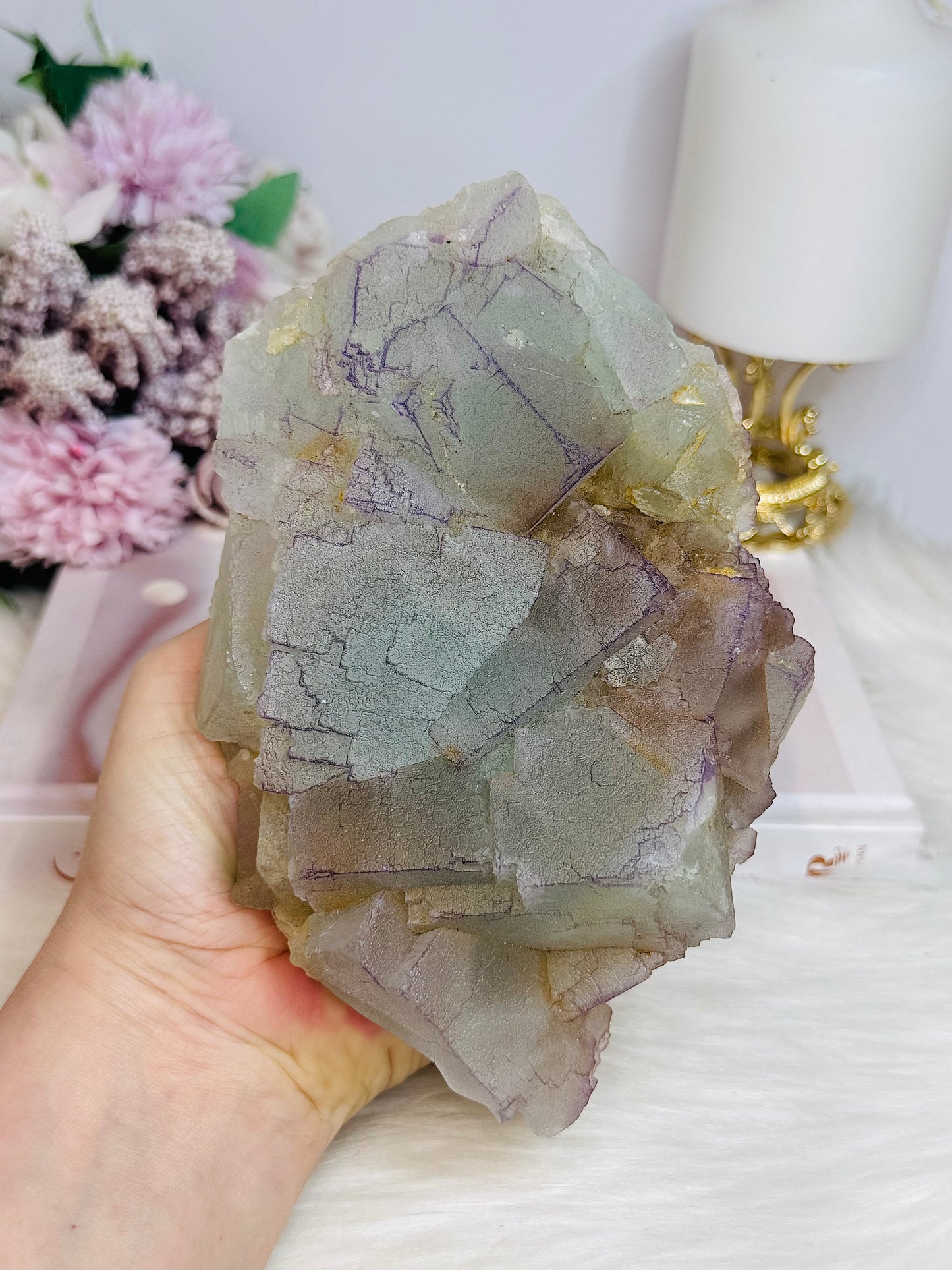 Rare Pastel Cubed Fluorite Specimen 16cm 1.1KG