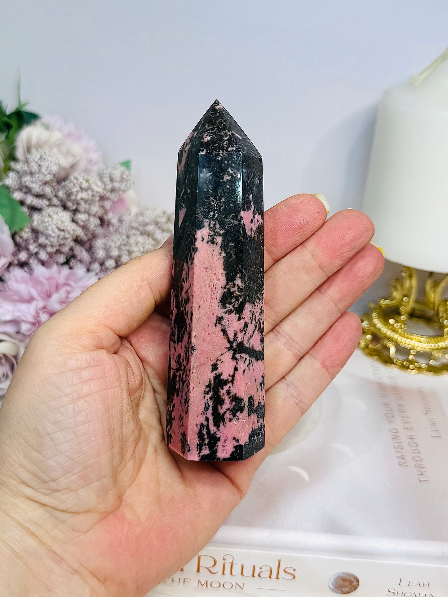 Chunky Large Pink Rhodonite Tower 11.5cm