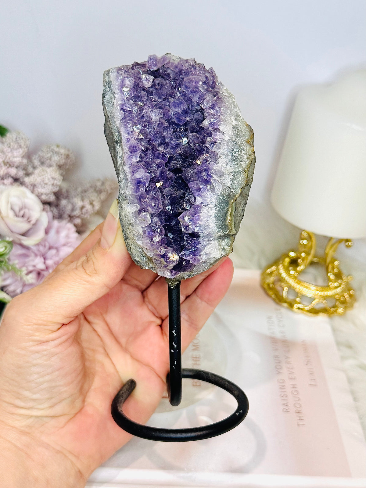 Amethyst Cluster On Stand (stand has slight scratches on stand) 16cm