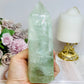 Large Green Fluorite Tower with Rainbows 15.5cm 650g