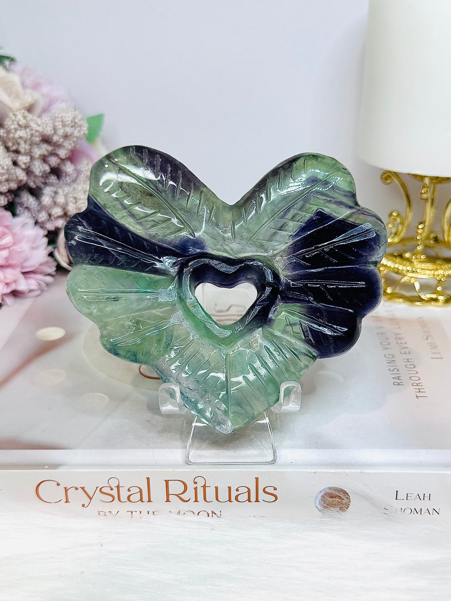 Large Chunky Fluorite Heart on Stand 10.5cm