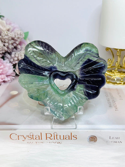 Large Chunky Fluorite Heart on Stand 10.5cm