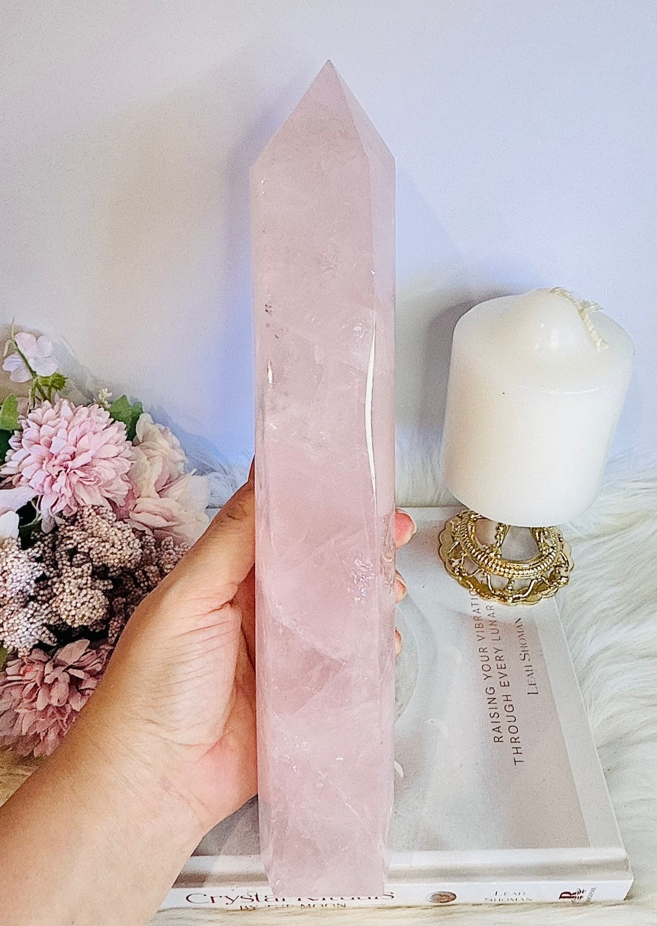 Supports Self Love ~ Huge Incredible Natural Rose Quartz Carved Tower | Generator 27.5cm 1.34KG