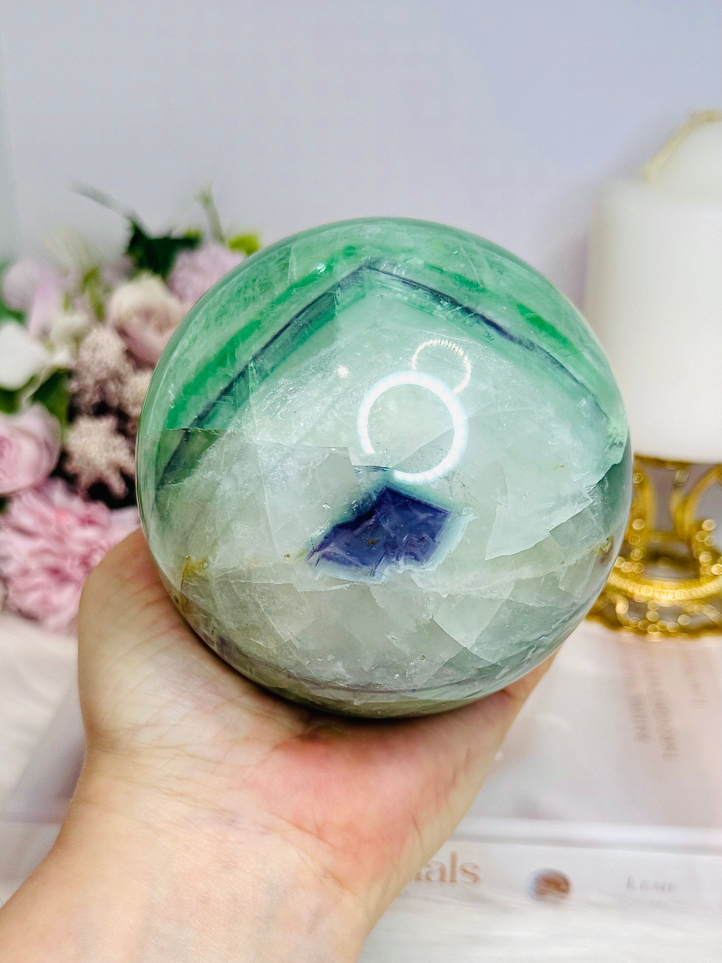 Large Green Fluorite Sphere on Stand 1.45KG