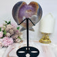 Large Amethyst X Agate Druzy Wings / Heart on Stand 22.5cm