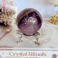 Incredible Phantom Amethyst Sphere with Rainbows 261grams On Stand