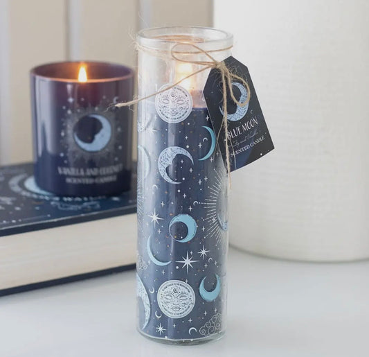 Large Blue Moon Print Fig & Vanilla Tube Candle 20cm