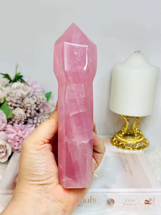 Large High Grade Dark Pink Rose Quartz Sceptre | Tower 17.5cm