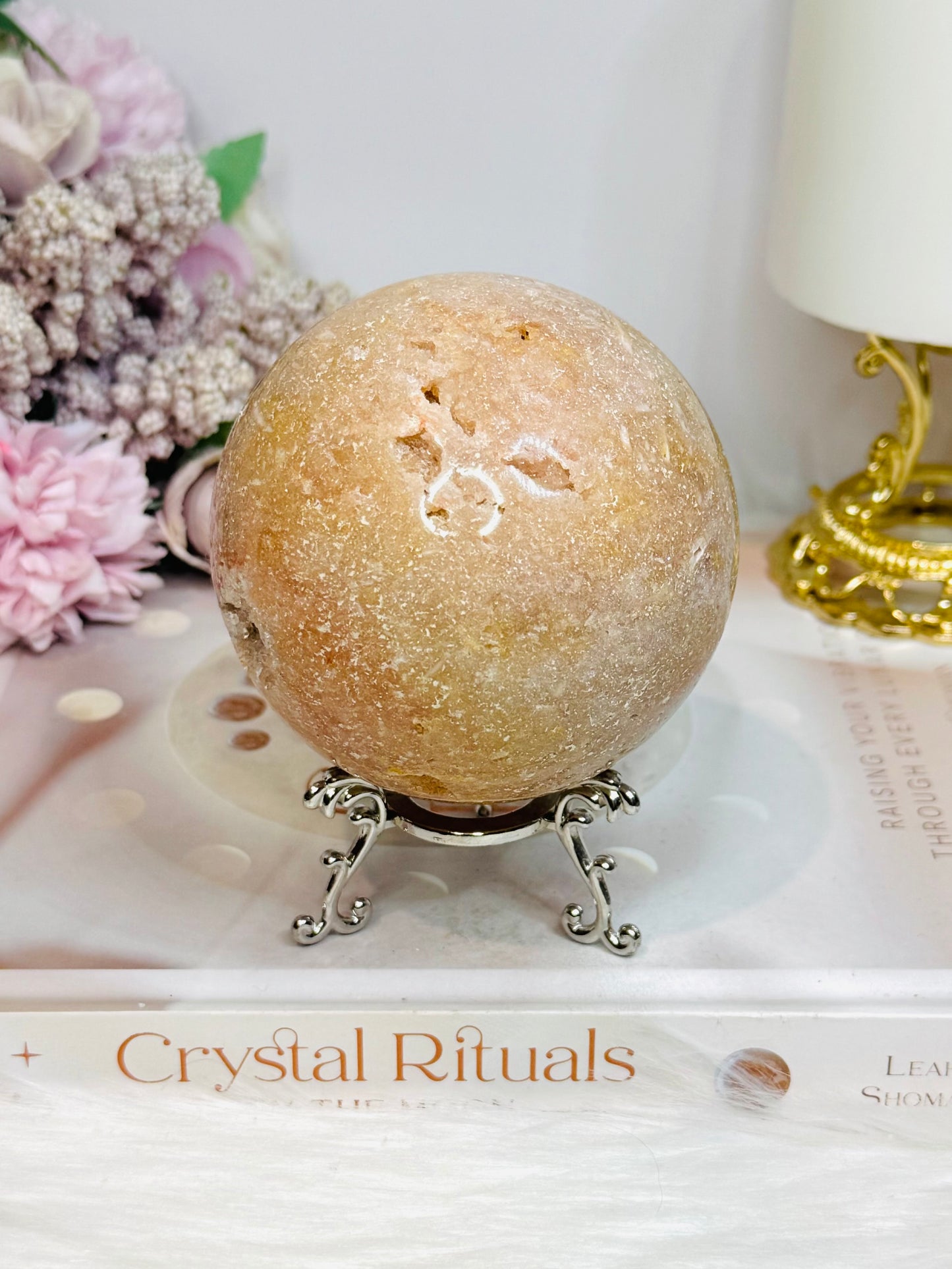 Large Druzy Pink Amethyst Sphere on Stand 602g