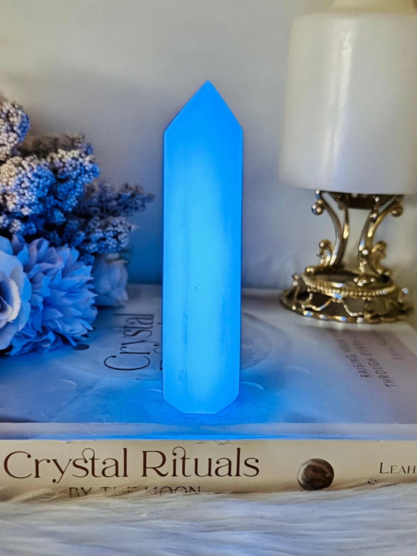 Beautiful Blue (when lit up) Synthetic Luminous Tower 10cm