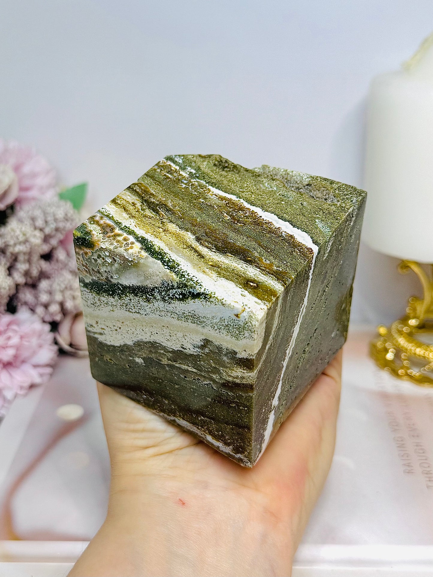 Large Ocean Jasper Druzy Cube 616g