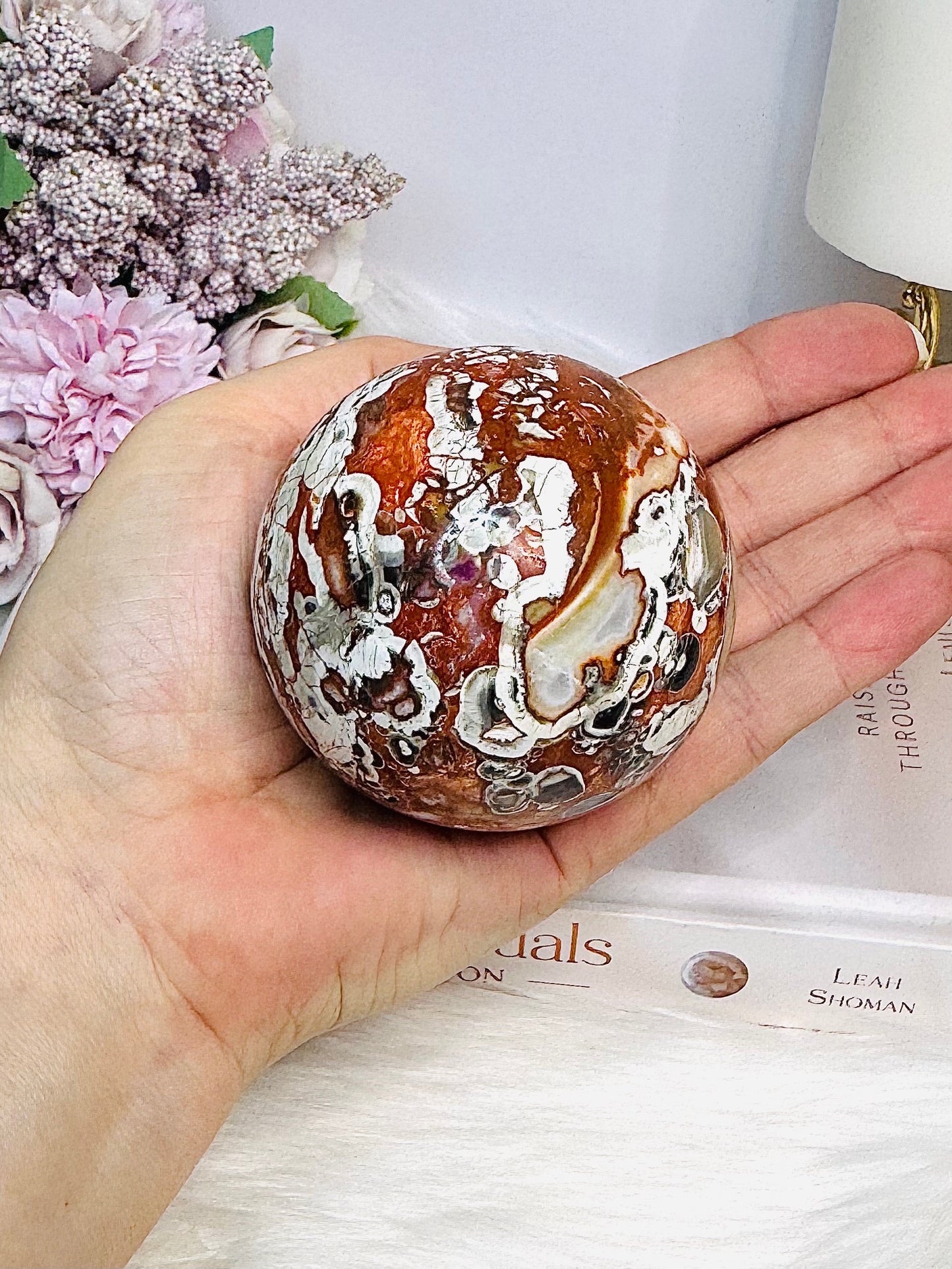 Large Money Agate Sphere on Stand 320g