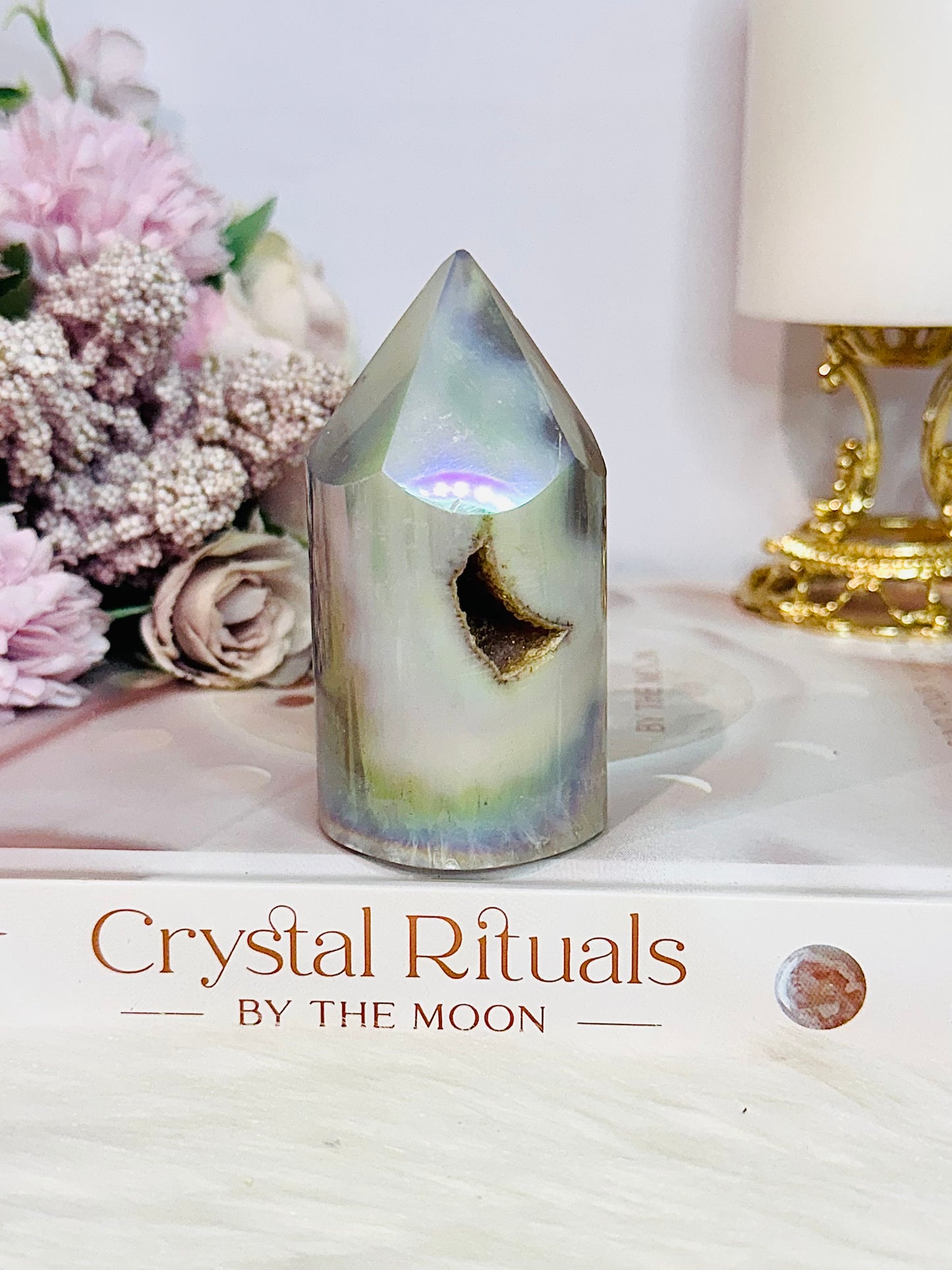 Beautiful 8cm Chunky Angel Aura Druzy Agate Tower | Cylinder