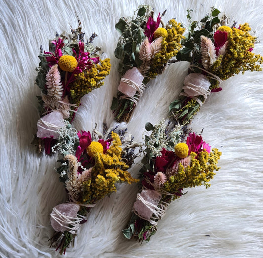 Smudge Wand With Rose Quartz, Lavender & Sage