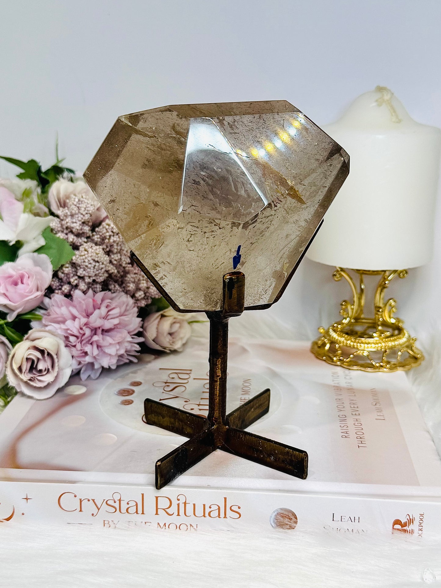 Natural Large Smokey Quartz Freeform On Stand from Brazil 15.5cm 667g