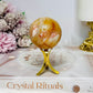 Carnelian Sphere on Gold Stand 137g