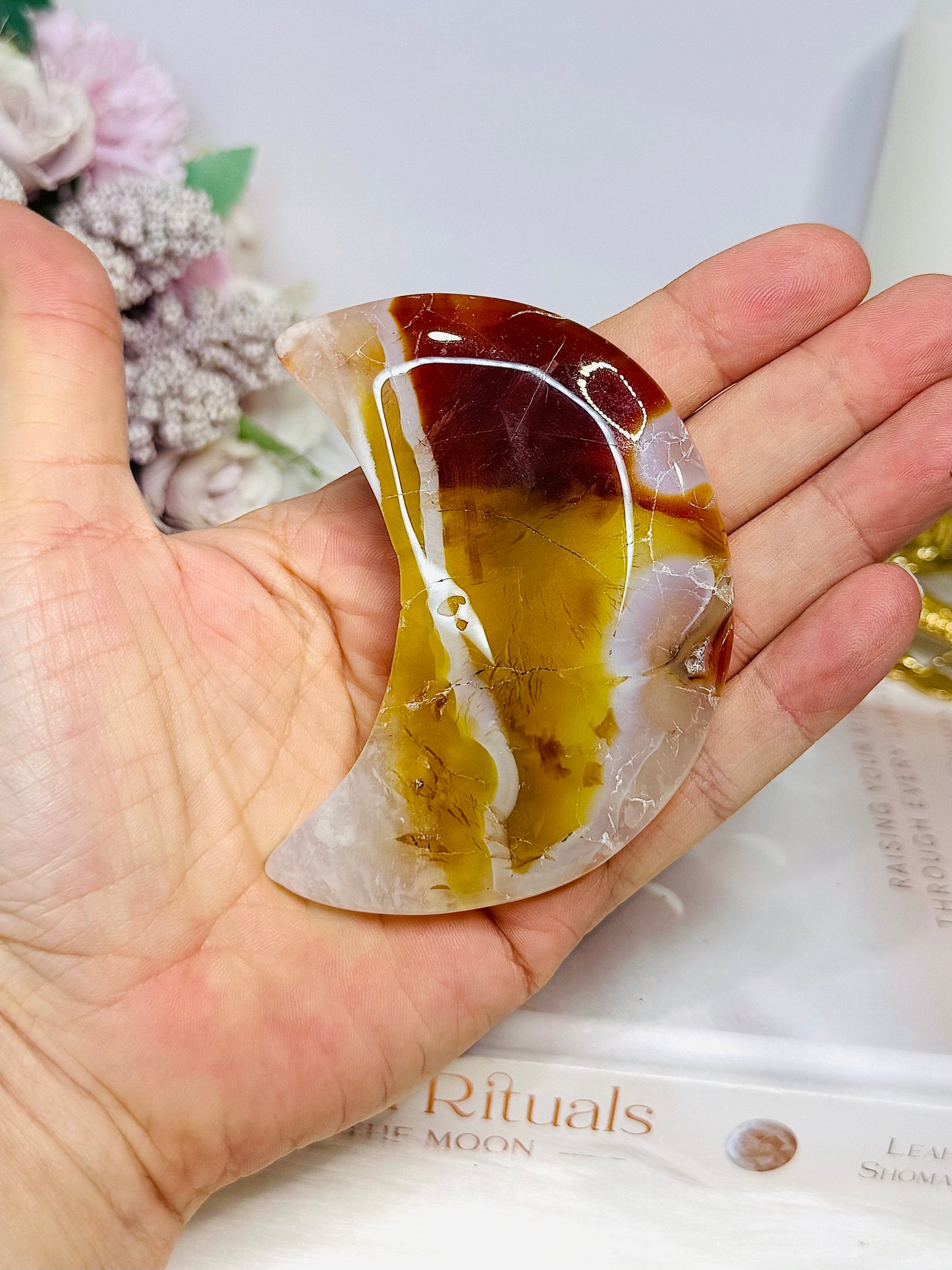 Carnelian Carved Moon 8.5cm