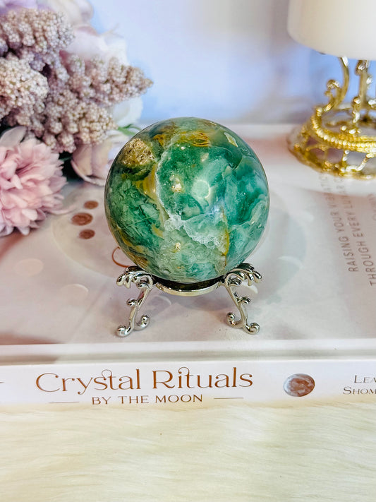 Beautiful Natural Variscite Sphere On Stand 6.5cm