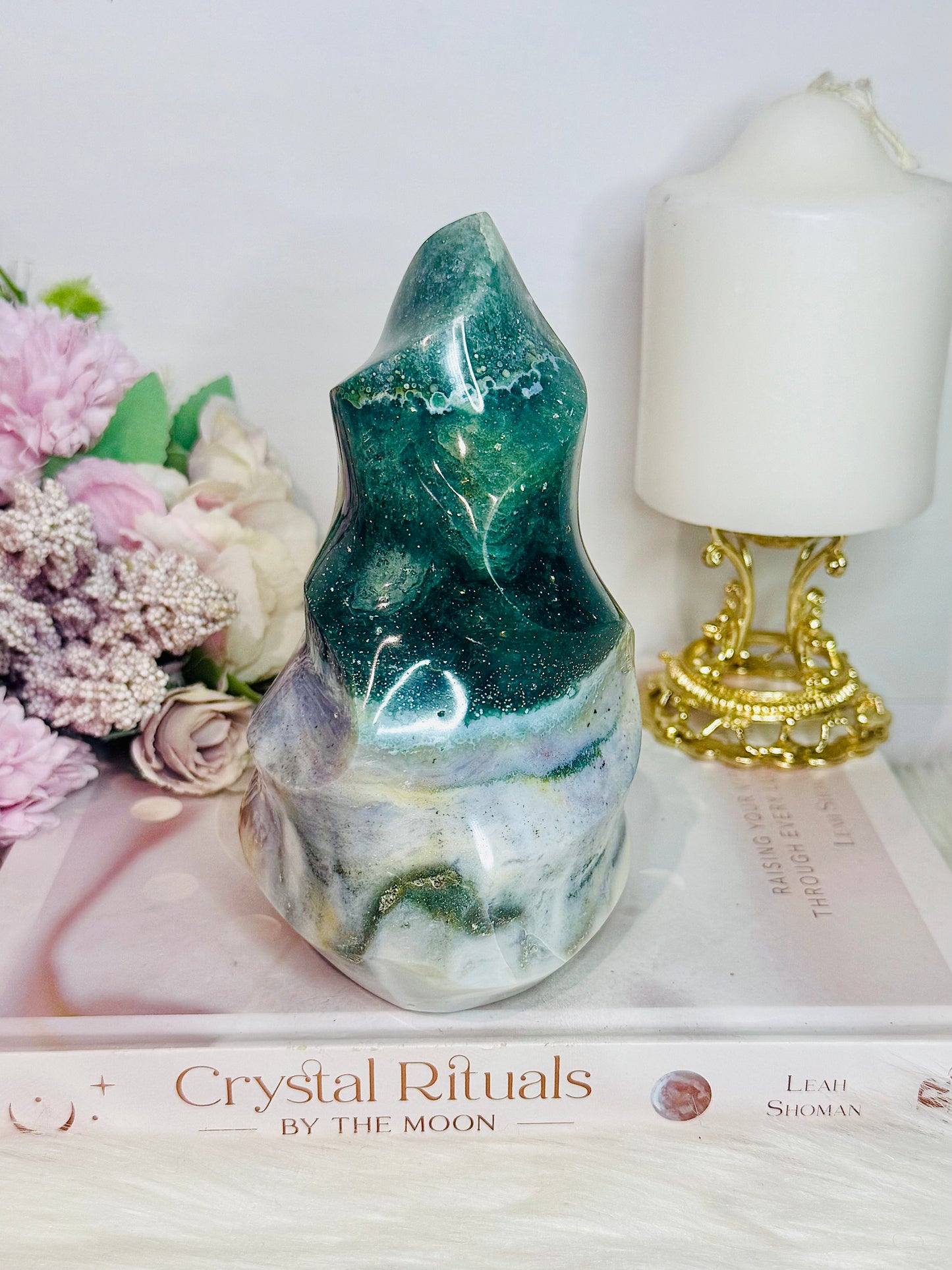 Large High Grade Ocean Jasper Carved Flame | Freeform 1.06KG 15cm