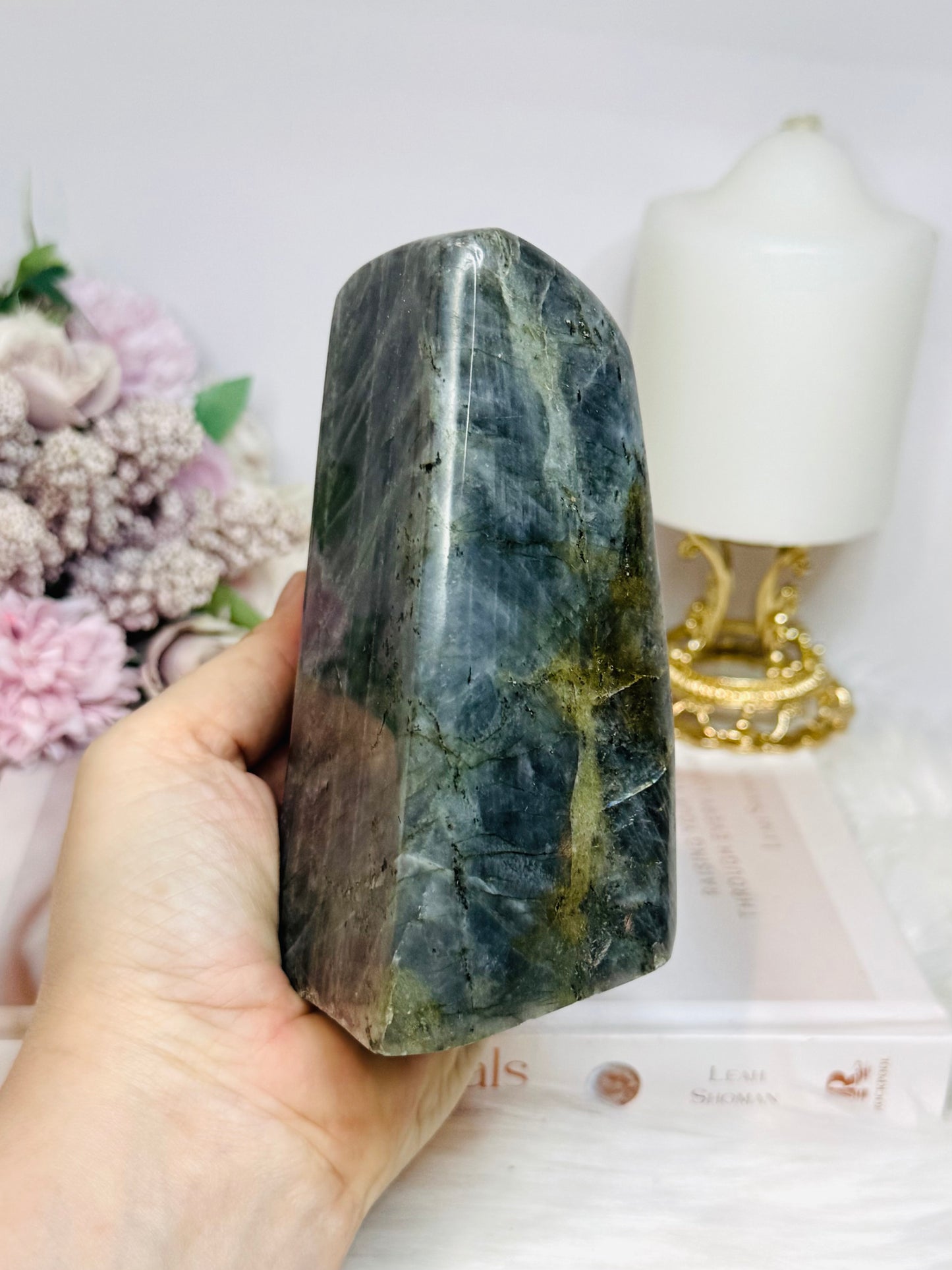 Purple Flash Labradorite Freeform 12cm 835g (flash looks blue in pics but is purple)