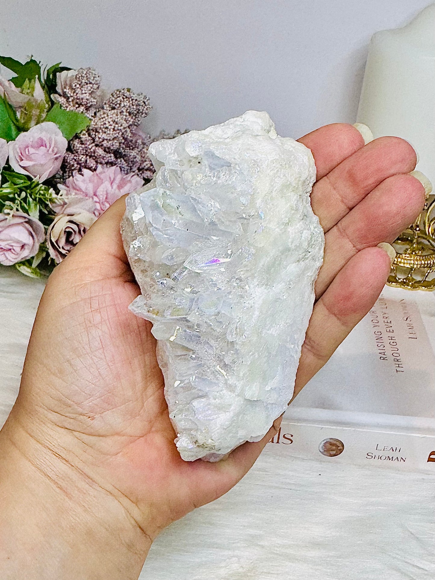 Large Angel Aura Clear Quartz Cluster 10.5cm 298g