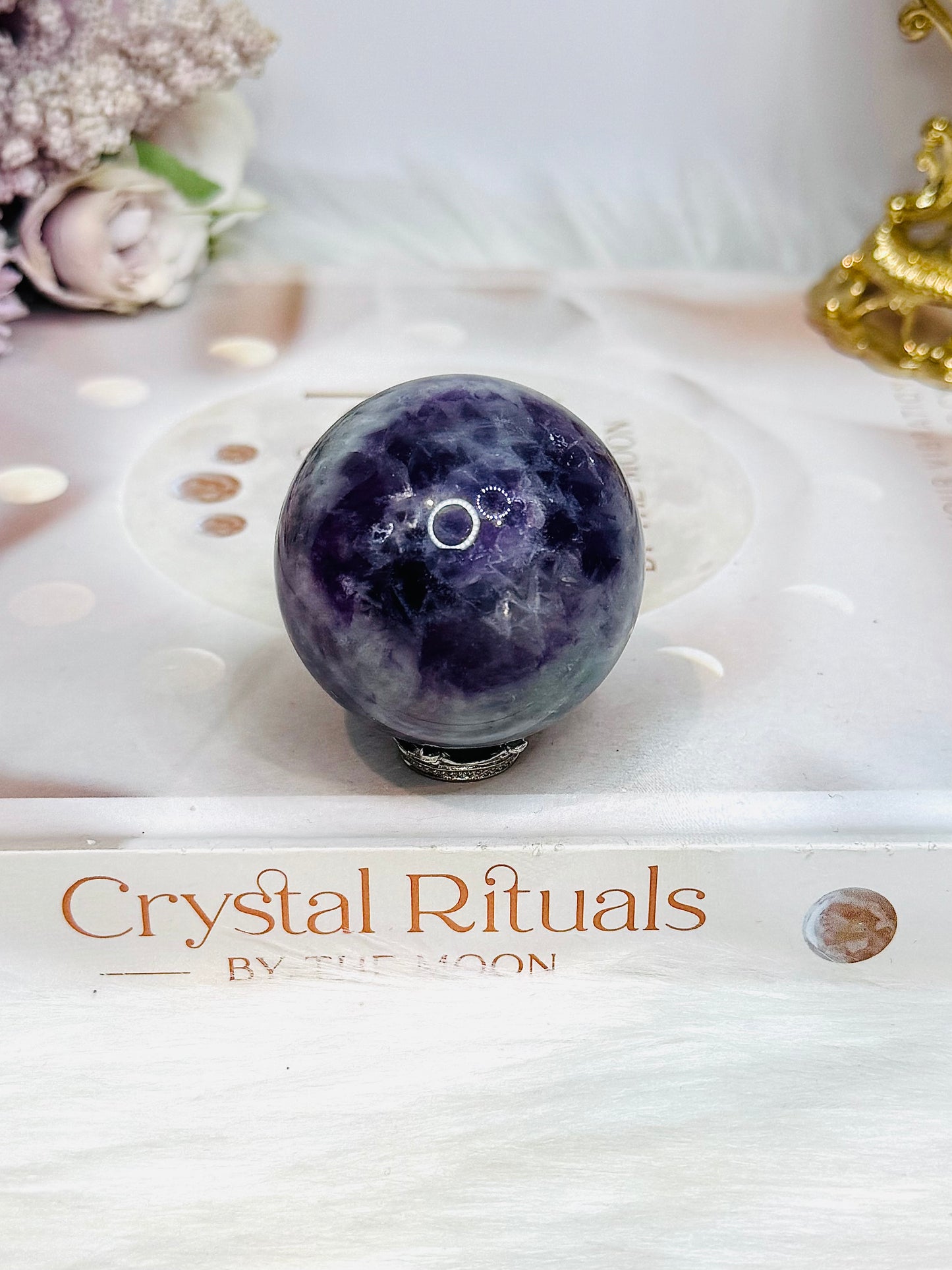 High Grade Fluorite Sphere with Rainbows 145g