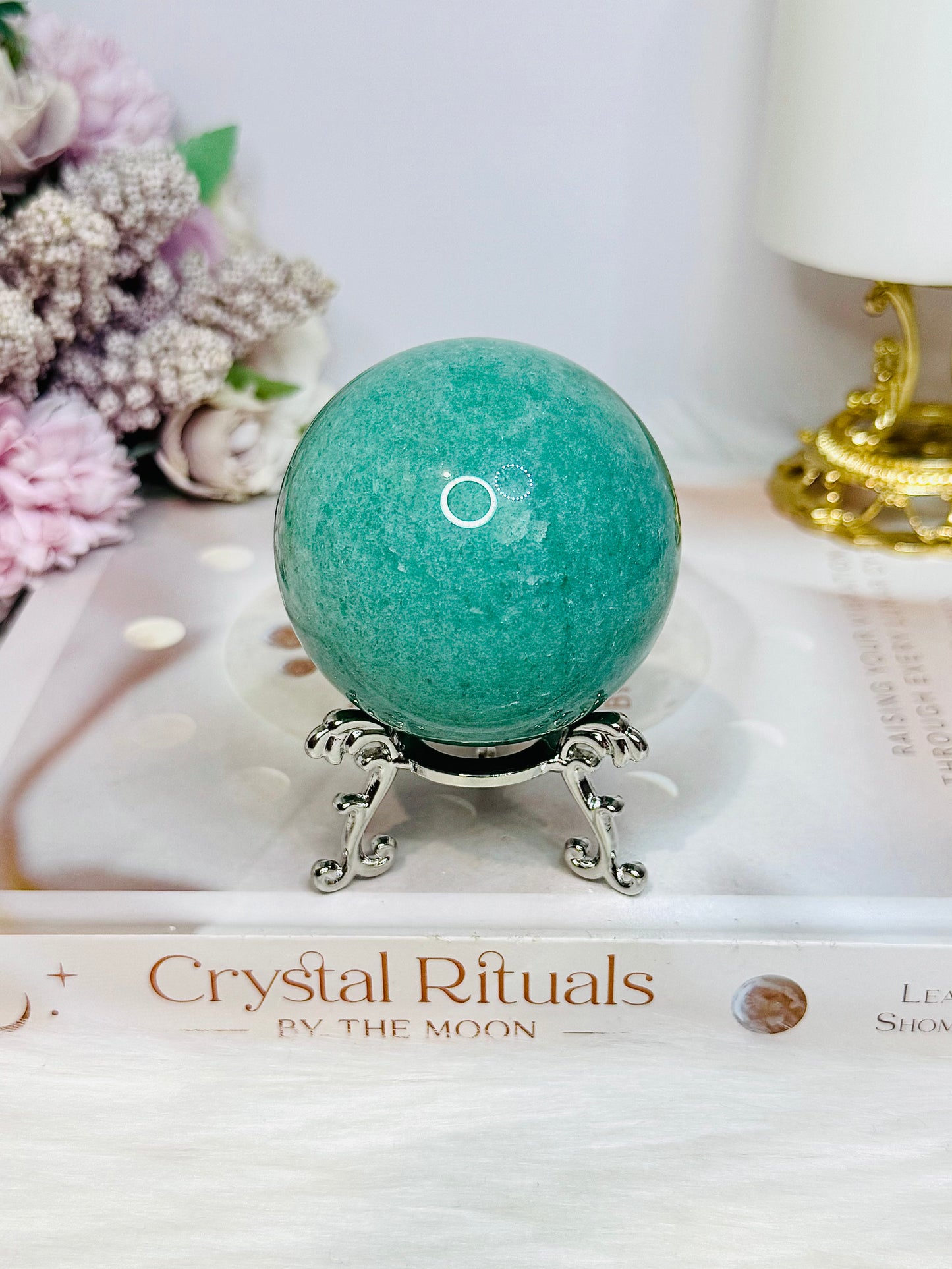 Large Green Aventurine Sphere On Stand 302g