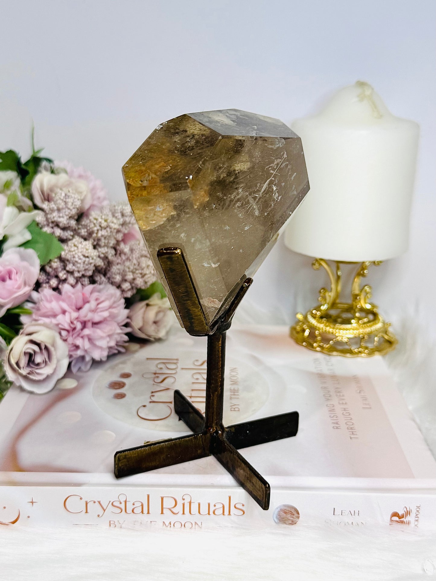 Natural Large Smokey Quartz Freeform On Stand from Brazil 15.5cm 667g