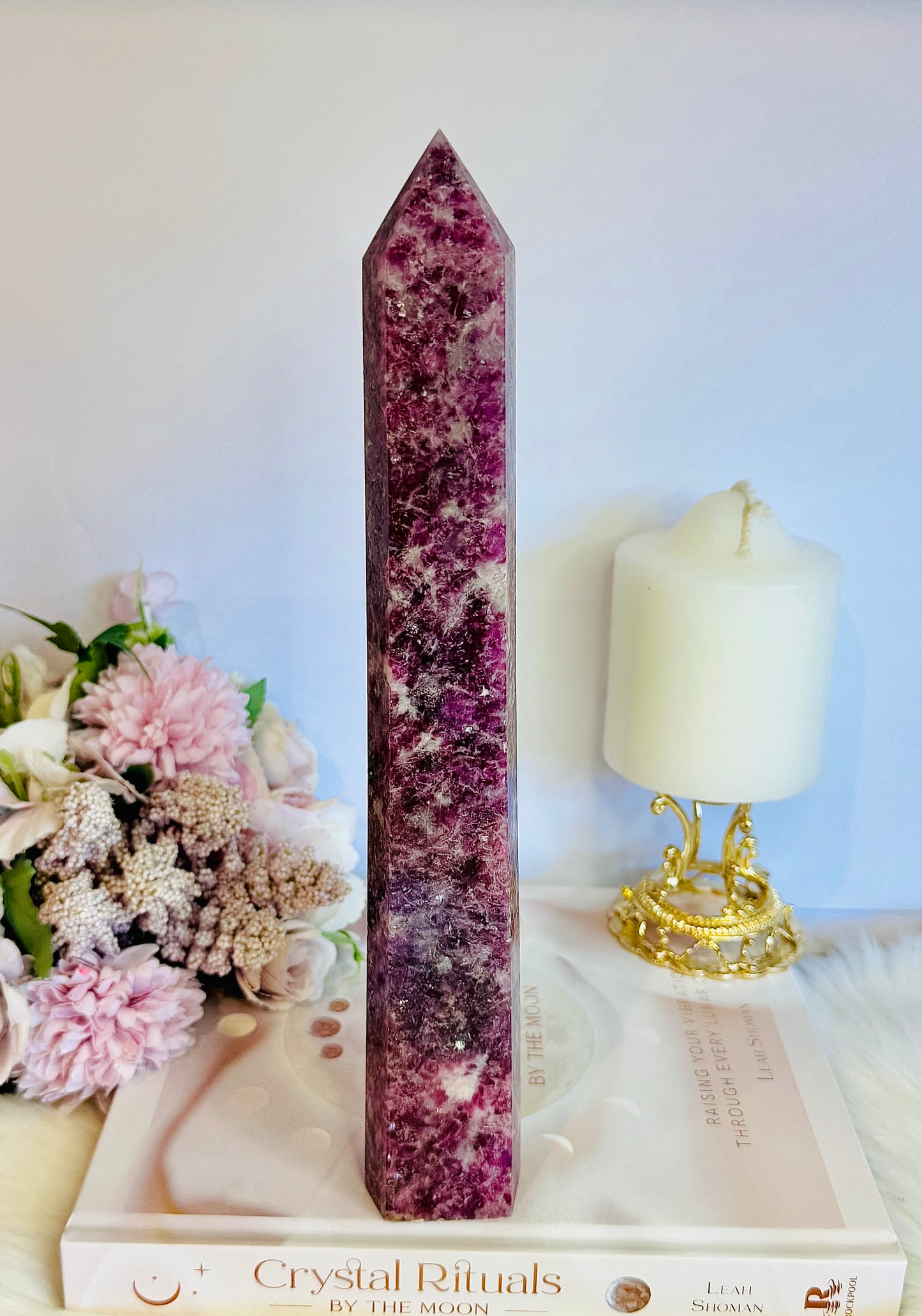 Tall Large 26.5cm Purple Lepidolite Tower